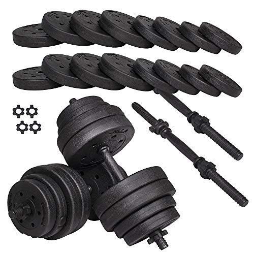 SPRINGOS juego de mancuernas, mancuernas, equipos deportivos, equipos de fitness, entrenamiento de fuerza, placas de pesas, pesas de culturismo (negro 2x 15 kg)