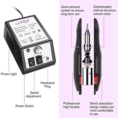 SPTHTHHPY Torno para Uñas Profesional para Manicura y Pedicura Eléctrica del Taladro del Clavo, Manicura Herramienta (20,000rmp)