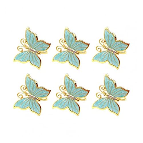 SSXPNJALQ 6 unids/Set Napkin círculo Hermosa Mariposa Forma de aleación de Alta Resistencia servilleta Titular de la Mesa decoración Fiesta Mareas de Oro Hebilla (Color : Light Blue)