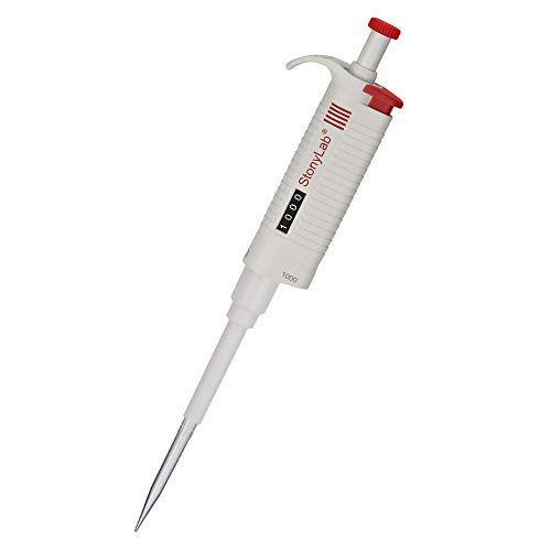 stonylab Controlador de Pipeta Monocanal, Micropipeta de Volumen Variable Ajustable con Cono de Punta Autoclavable, Single Channel Pipette para Investigación de Laboratorio, 100-1000µL