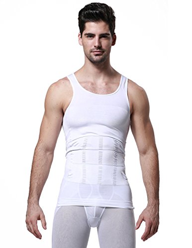 STTLZMC Faja Chaleco Hombre Adelgazante Reductora Compresion Elástica de Ropa Interior M-XXXL,Blanco,x-Large