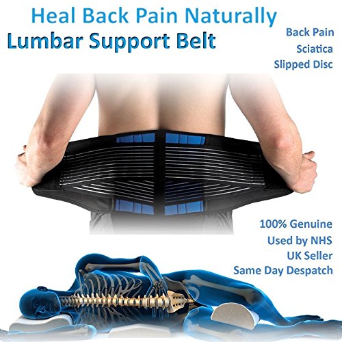 SUAVER Neopreno Deluxe Doble Halar Lumbar Inferior de la Espalda Apoyo de la Ayuda Cinturón de Ejercicio Alivio del Dolor (Negro, XXXX-L/50-54)