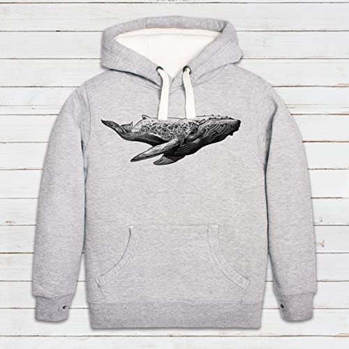 Sudadera con capucha de ballena jorobada - Sudadera con capucha impresa para hombre, Gris Unisex, M