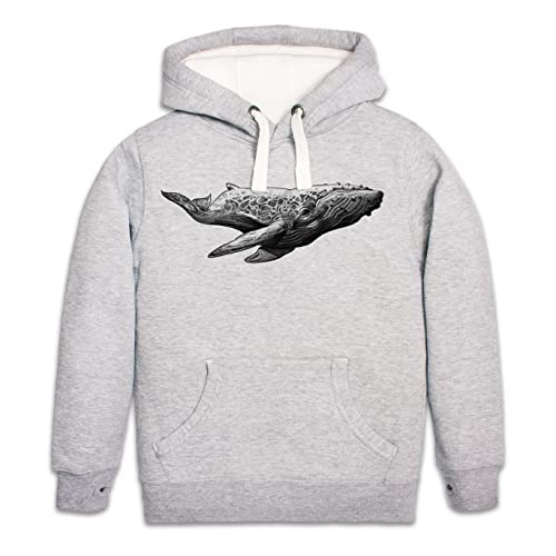 Sudadera con capucha de ballena jorobada - Sudadera con capucha impresa para hombre, Gris Unisex, M