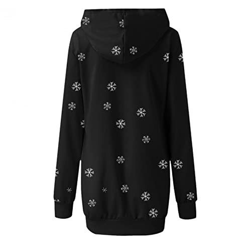 Sudadera Mujer con Capucha Estampada de CiervoReno Juvenil Hoodie Chica Deporte Vestido Sweatshirts con Bolsillos Mujer Blusas Top Jerseys Delgada y Elegante Vestido Suéter Ligera de Longitud Media