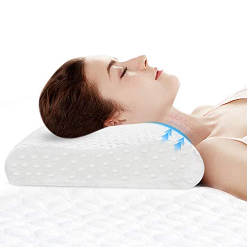 Sunnila Espuma Memoria De Contorno, Almohadas para Cuello Almohada Cervical Antiacaros Ortopedica Diseño Ergonómico Terapéutico Reduce Dolores Cervicales 55 * 35cm