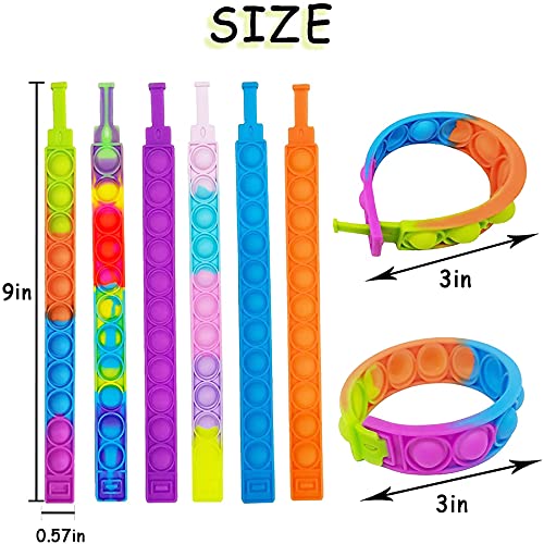 Sunshine smile 6 piezas Pop it Fidget Toy Set,Juguete de pulsera Pop Bubble Fidget,Juguete antiestrés,Pulsera de juguete simple Fidget, Juguete sensorial para bebés,Juguetes Fidgets para adultos