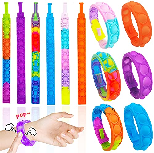 Sunshine smile 6 piezas Pop it Fidget Toy Set,Juguete de pulsera Pop Bubble Fidget,Juguete antiestrés,Pulsera de juguete simple Fidget, Juguete sensorial para bebés,Juguetes Fidgets para adultos