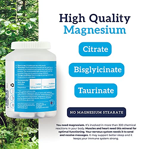 Super Magnesio 3 para Hombres que deseen dormir mejor y sufrir menos de calambres y dolores musculares -Facil de Tomar Magnesio Elemental Puro 375mg- Aarja Health -120 Tabletas veganas-Sin Estearato