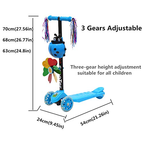 SUSHUN Windmill Ladybug Scooter Plegable y Ajustable en Altura Lean to Steer Scooters de 3 Ruedas para niños pequeños niños niñas de 3 a 8 años Rosa