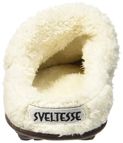 Sveltesse – Zuecos para mujer fun'iz tonificante pelo desmontable por botón de presión invierno verano (Marrón, 36)