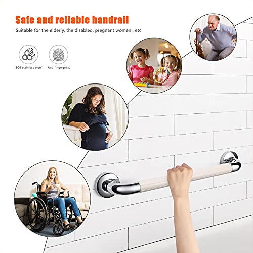 Synlyn Asidero para personas mayores Mango de bañera Mango de pared antideslizante de acero inoxidable y nailon Mango de ducha WC Baño Ø 35 mm Mango de baño Manillas de seguridad