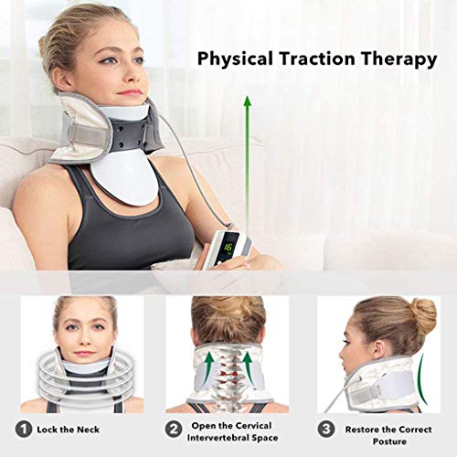 SZH ZPTENT Dispositivo de tracción Cervical del Cuello Apoyo de Socorro Brace automático Calefacción Cuello Estiramiento Ayuda del Cuello de tracción caseros Columna Vertebral de alineación,41cm