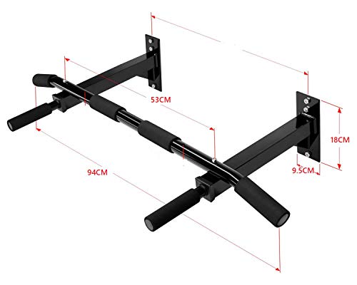 T-Lovendo BDPN Barra De Dominadas Pared hasta con Tornillos Incluidos, Negro, 50 X 94 X 20Cm