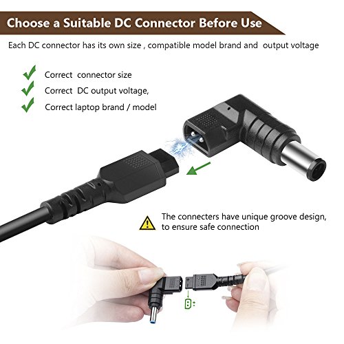 TAIFU Cargador Universal DC vehículos 12-24V para HP DELL Lenovo Acer Chromebook ASUS Samsung Sony Medion Cargador de Coche 90W 18V 19V 19.5V 20V Adaptador DC JBL Yamaha Sony Barra de Sonido Altavoz