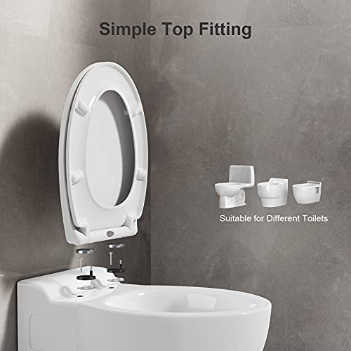 Tapa de WC,Asiento de Tapa WC Universel,Asiento de Inodoro en Forma de O,Antibacteriano Tapa Inodoro Hecho de Urea-Formaldehído con Función de Cierre Suave, Desmontaje Rápido y Limpieza