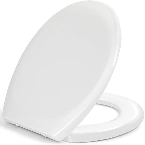 Tapa de WC,Asiento de Tapa WC Universel,Asiento de Inodoro en Forma de O,Antibacteriano Tapa Inodoro Hecho de Urea-Formaldehído con Función de Cierre Suave, Desmontaje Rápido y Limpieza