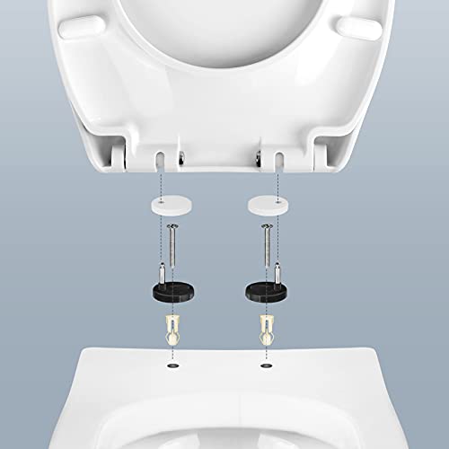 Tapa WC, Asiento de inodoro ovalado de polipropileno con sistema de descenso automático, tapa de inodoro, color blanco/ AZ001O