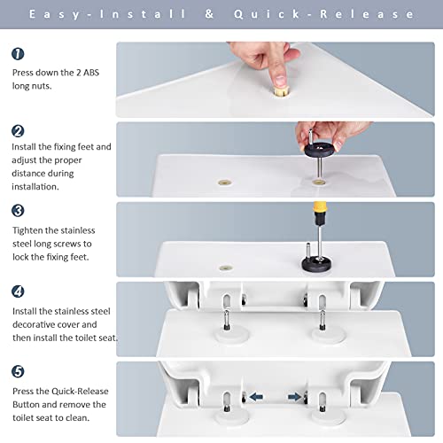 Tapa WC, Asiento de inodoro ovalado de polipropileno con sistema de descenso automático, tapa de inodoro, color blanco/ AZ001O