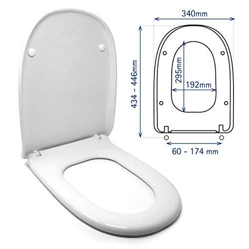 TAPA WC COMPATIBLE | DAMA RETRO ROCA | ASIENTO INODORO | BISAGRA AJUSTABLE | FÁCIL INSTALACIÓN Y LIMPIEZA | MUY RESISTENTE | BLANCO | 45 x 34 x 4,5 cm