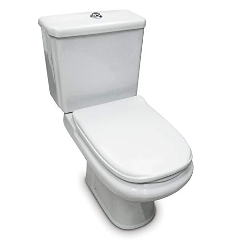 TAPA WC COMPATIBLE | DAMA RETRO ROCA | ASIENTO INODORO | BISAGRA AJUSTABLE | FÁCIL INSTALACIÓN Y LIMPIEZA | MUY RESISTENTE | BLANCO | 45 x 34 x 4,5 cm