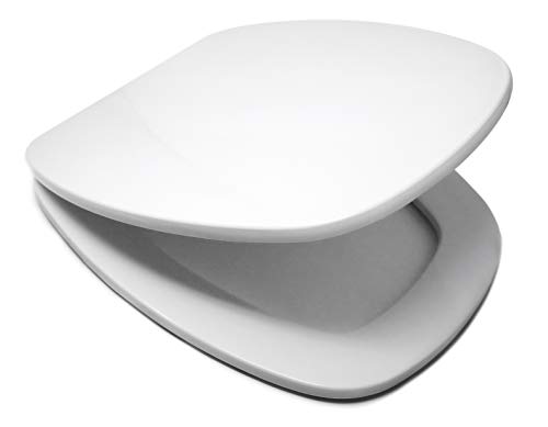 Tapa WC Compatible DIANA GALA - Bisagra Ajustable - Fácil Instalación y Limpieza - Asiento Inodoro Muy Resistente - Blanco - 42 x 34 x 4,5 cm