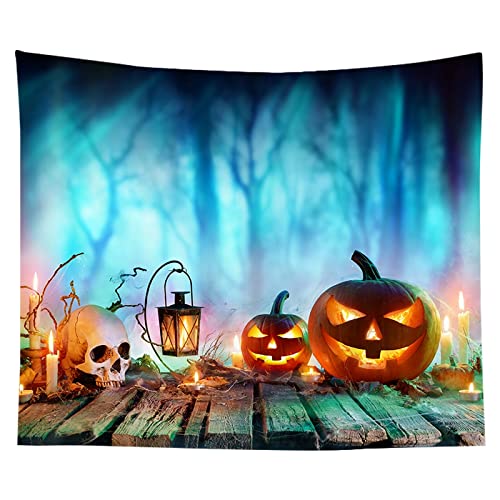 Tapiz de calabaza de Halloween tapiz de casa embrujada de terror fondo de calavera oscura tapiz de manta de tela A15 180x230cm