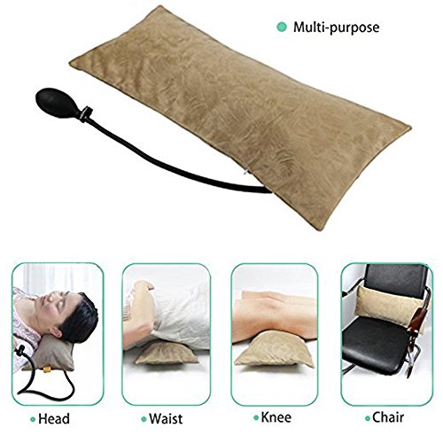 Tcare Almohada inflable portátil multifuncional para dolor de espalda baja, cojín ortopédico de apoyo lumbar, viajes, dormir (rojo)