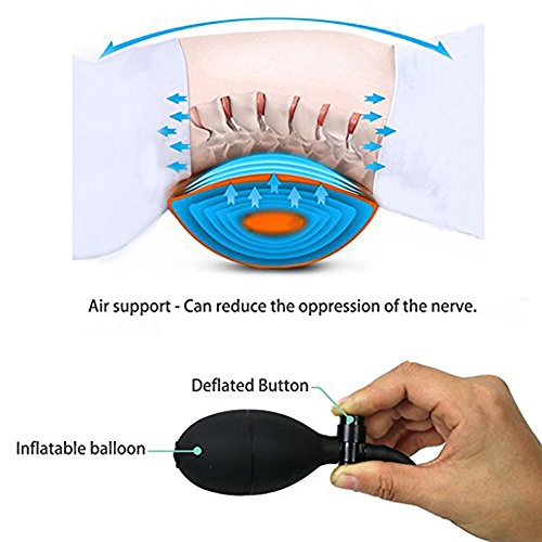 Tcare Almohada inflable portátil multifuncional para dolor de espalda baja, cojín ortopédico de apoyo lumbar, viajes, dormir (rojo)