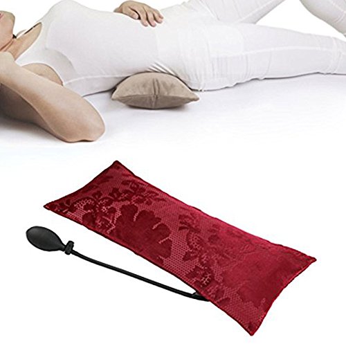 Tcare Almohada inflable portátil multifuncional para dolor de espalda baja, cojín ortopédico de apoyo lumbar, viajes, dormir (rojo)