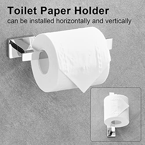 TDYU Toalleros de Baño Juego de Accesorios de baño, Barra de Toalla de Mano de 62.5 cm, Soporte de Papel higiénico, Anillo de Toalla y Gancho para Bata de Acero Inoxidable, Montaje en Pared 4 Piezas