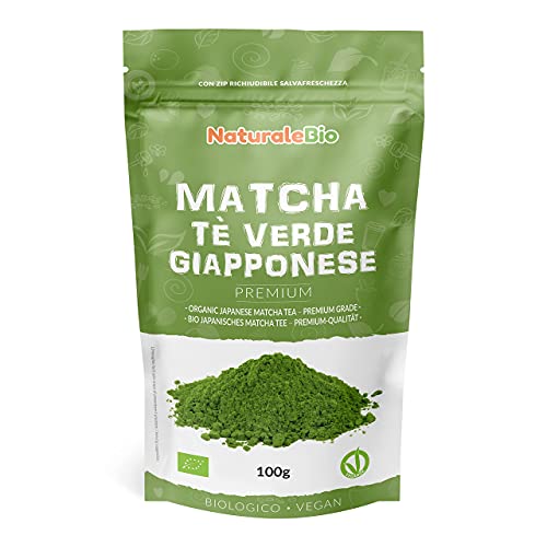 Té Verde Matcha Orgánico Japonés En Polvo - Calidad Premium - 100g. Té Matcha Biológico Japonés. Té Bio Grado Premium. Matcha Ecológico Cultivado En Japón, Uji, Kyoto. Ideal Para Beber, Cocina, Latte