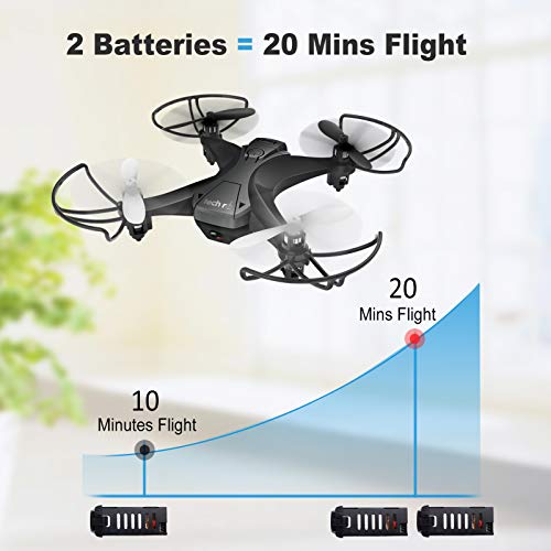 tech rc Mini Drone con Cámara, App WiFi FPV, Modo sin Cabeza, Despegue con Una Tecla y Aterrizaje por Gravedad RTF, Drone con Dos Baterías, Apto para Principiantes y Niños