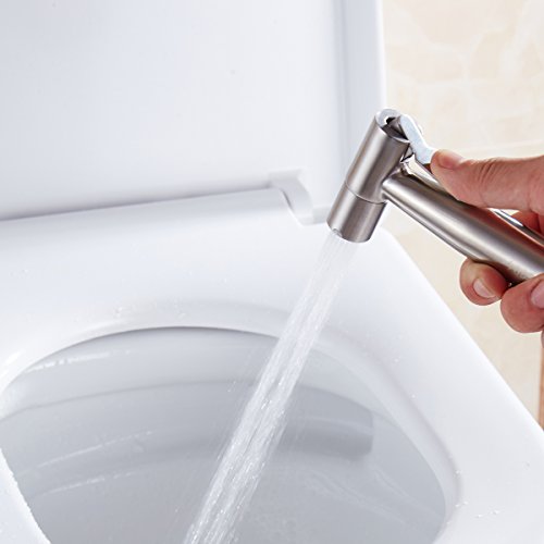 Tecmolog Kit Ducha de Lavabo Acero Inoxidable Ducha Bidet Portatil para WC Mano Grifos de Bidé Shattaf con Soporte Ducha, Valvula Desviadora y Manguera Ducha 2m, WS024F7