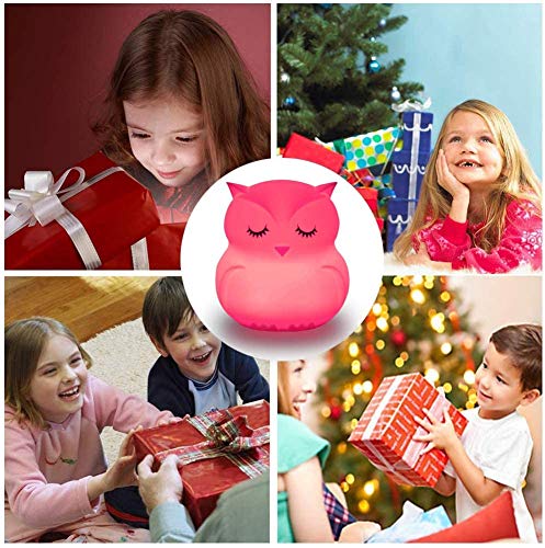 Tekemai luz nocturna infantil, luz quitamiedos, Lámpara de Noche, lámpara quitamiedos portátil y USB recargable, lámpara infantil LED multicolor con mando, luz bebe Silicona suave y lavable - Búho