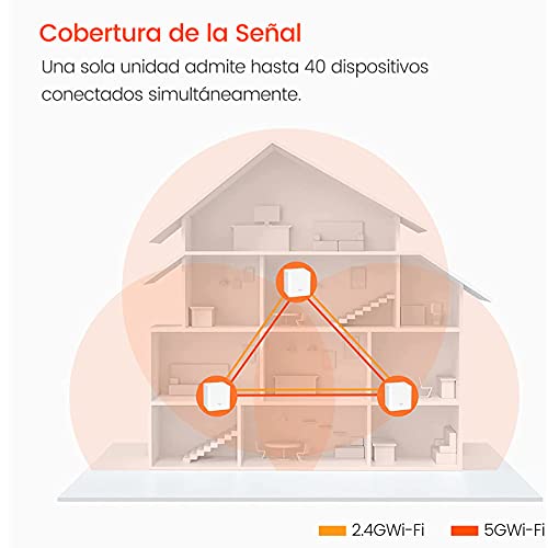 Tenda Nova MW3 Mesh - Router Sistema WiFi de Red en Malla (AC1200, 2.4GHz +5 GHz, Plug and Play, Mu-MIMO, Fast Ethernet 10/100, funciona con Alexa), pack 3