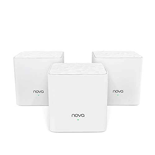 Tenda Nova MW3 Mesh - Router Sistema WiFi de Red en Malla (AC1200, 2.4GHz +5 GHz, Plug and Play, Mu-MIMO, Fast Ethernet 10/100, funciona con Alexa), pack 3