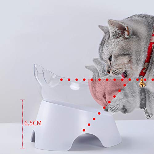 TENGGO 3 Tipos oblicuos Gato tazones de Comida Que protegen la vértebra Cervical con Botella de Almacenamiento de Agua Tazón multifunción para Mascotas 1/2 Juego de tazones-C