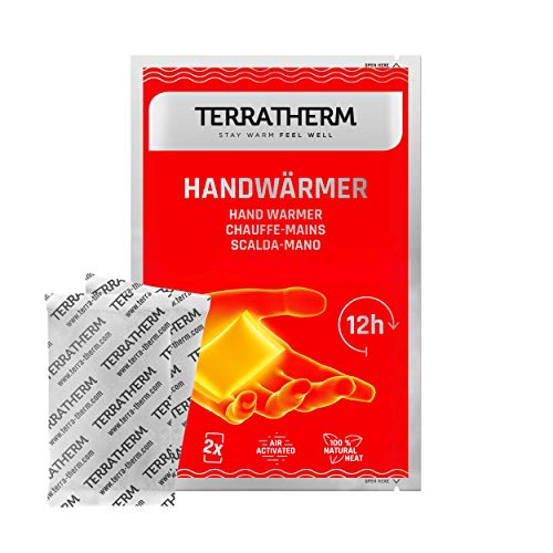 TerraTherm Calentadores de Manos, calienta Bolsillos para 12 Horas de Manos Calientes, Almohadillas térmicas activadas por Aire, 100% Calor Natural, calienta Manos, 10 Pares