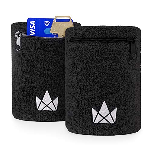 The Friendly Swede Muñequera Sweatband, 2-Pack, con Bolsillo (Negro - S)