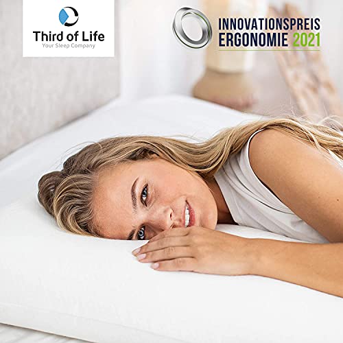 Third of Life - Almohada Viscoelástica SOÑAR | Cervical Ergonómica y Ortopédica | Hipoalergénica | Funda con Aloe Vera | Fabricada en España | Tamaño Perfecto 135 x 33