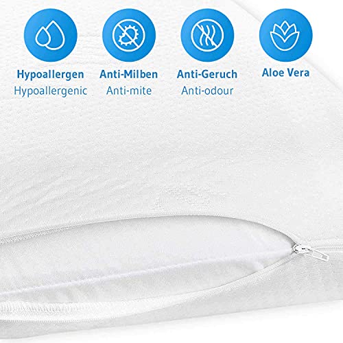 Third of Life - Almohada Viscoelástica SOÑAR | Cervical Ergonómica y Ortopédica | Hipoalergénica | Funda con Aloe Vera | Fabricada en España | Tamaño Perfecto 135 x 33