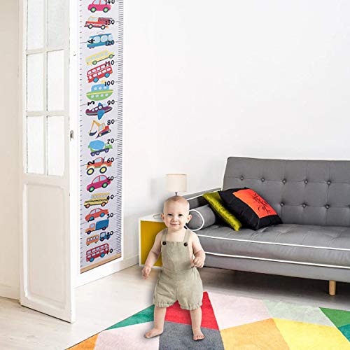 Tomedeks Tallímetro Para Niños, Tallímetro De Madera Con Tabla De Altura Colgante Desplazable, Decoración De Pared Para Jardín De Infantes Y Dormitorio, 7.87 X 76.8 Pulgadas (Patrón de coche)