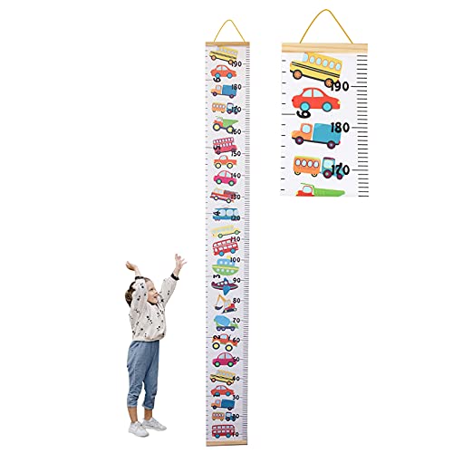 Tomedeks Tallímetro Para Niños, Tallímetro De Madera Con Tabla De Altura Colgante Desplazable, Decoración De Pared Para Jardín De Infantes Y Dormitorio, 7.87 X 76.8 Pulgadas (Patrón de coche)