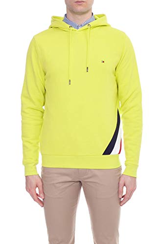 Tommy Hilfiger - Sudadera para hombre Signature amarillo lima con capucha. amarillo S