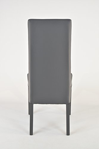 Tommychairs - Set 4 sillas Luisa para cocina, comedor, bar y restaurante, solida estructura en madera de haya y asiento tapizado en polipiel gris oscuro