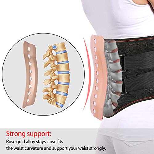 TOMSHOO Faja Lumbar Unisex,Cinturón de Soporte Lumbar con Almohadilla Emisora de Calor Respirable Reemplazable Doble Ajuste para el alivio del dolor de espalda baja y la prevención de lesiones(L)