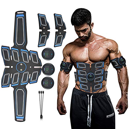 Toner Muscular Estimulador de Músculos Abdominales EMS Pads Entrenador de Ejercicios Abdominales Portátil para Abdomen, Brazo y Pierna con 6 Modos 8 Niveles