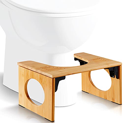 Top Life Taburete Plegable de bambú para baños – Peldaño fisiológico de Madera – Reposapiés desplegable para acuclillarse en inodoros - Anti Estreñimiento, Recomendado por Los Médicos