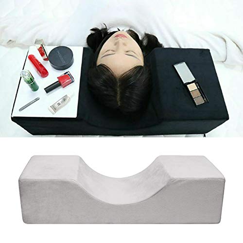 TopHGC Almohada de pestañas, Almohada de extensión de pestañas, Curva de Espuma con Memoria Soporte de Cuello injertado Curva para Salon Home Extensiones de pestañas Maquillaje (Gris)